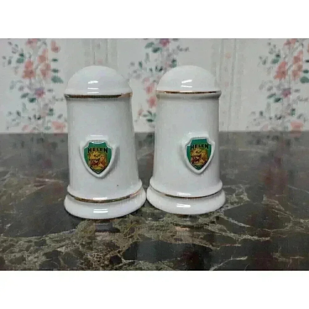 Helen Georgia Salt Pepper Shakers Souvenir Collectable Kitchen Decor White